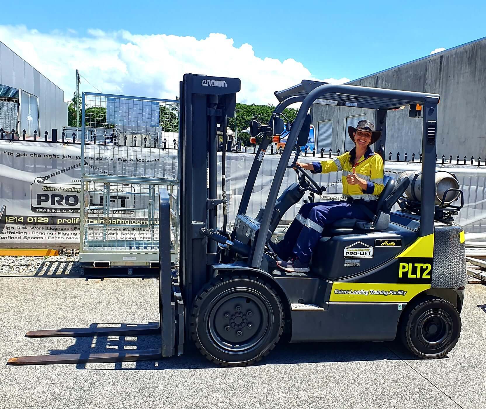 Woman learning to operate forklift at Pro-Lift Training FNQ